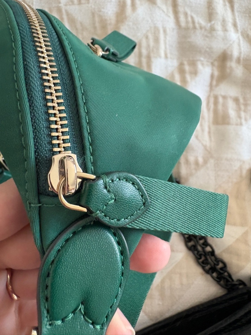 kate spade emerald green nylon crossbody with gold hardware - Picture 10 of 12